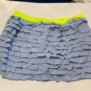 J Crew layered ruffle mini skirt with neon elastic waist blue size L